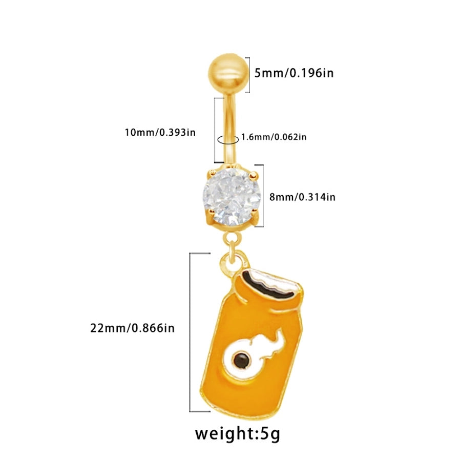 1 Piece Belly Rings Rock Punk Pumpkin Bat Skull 316 Stainless Steel  Alloy Epoxy Inlay Rhinestones Zircon Gold Plated