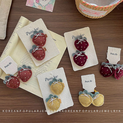Sweet Girl'S Strawberry Cloth Hair Clip Hair Tie