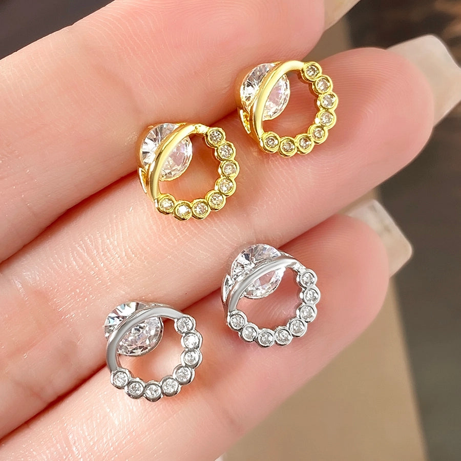 1 Pair Retro Geometric Plating Inlay Copper Zircon Zircon Ear Studs