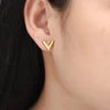 Jewelry Elegant Simple Style V Shape Titanium Steel 18K Gold Plated Bracelets Earrings Necklace