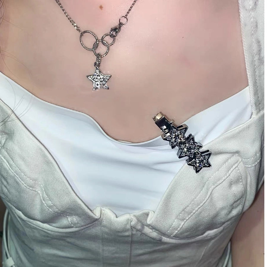 y2k star alloy inlay rhinestones hair clip