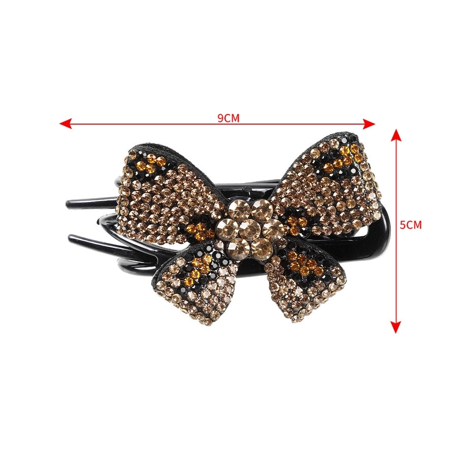 elegant bow knot plastic inlay rhinestones hair clip