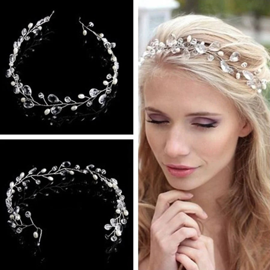 brides lengthened bridal handmade pearl hairband wedding accessories