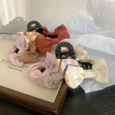 Women's Korean Style Bow Knot Plastic Cloth Hair Claws