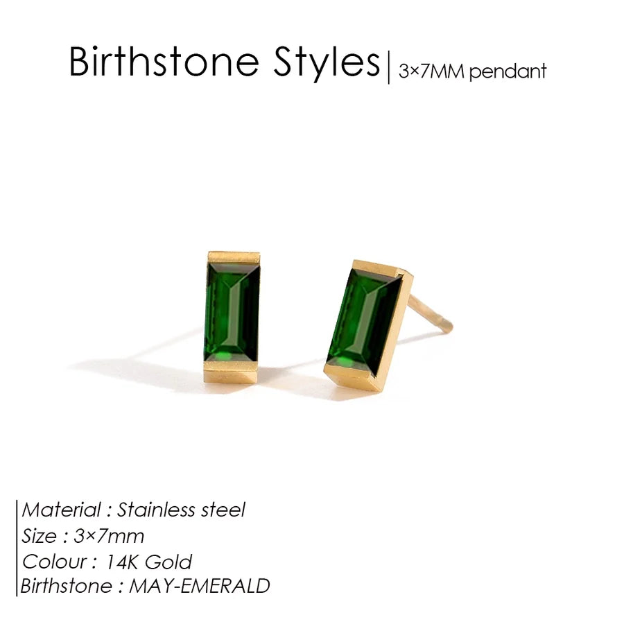 1 Pair Casual Vintage Style Classic Style Square Rectangle 304 Stainless Steel Birthstone Zircon Ear Studs