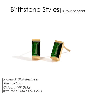 1 Pair Casual Vintage Style Classic Style Square Rectangle 304 Stainless Steel Birthstone Zircon Ear Studs