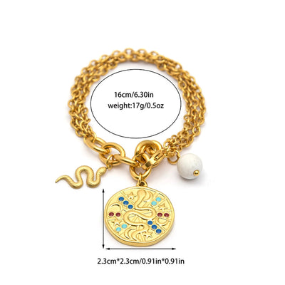 Casual Simple Style Round Snake 304 Stainless Steel 14K Gold Plated Bracelets In Bulk