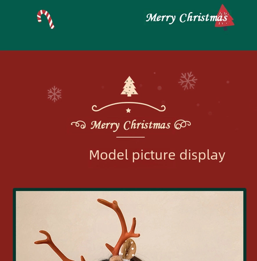 Internet Celebrity  Christmas Girl Heart Christmas Hair Band Cute Elk Horn Hair Accessories Pressure Hair Band