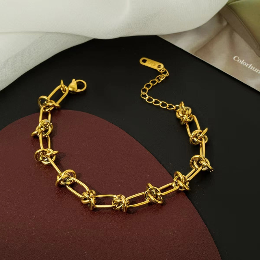 Rock Classic Style Streetwear Solid Color 304 Stainless Steel 18K Gold Plated Bracelets In Bulk
