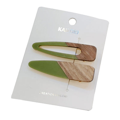 simple style color block wood acetic acid sheets handmade patchwork hair clip 1 pair