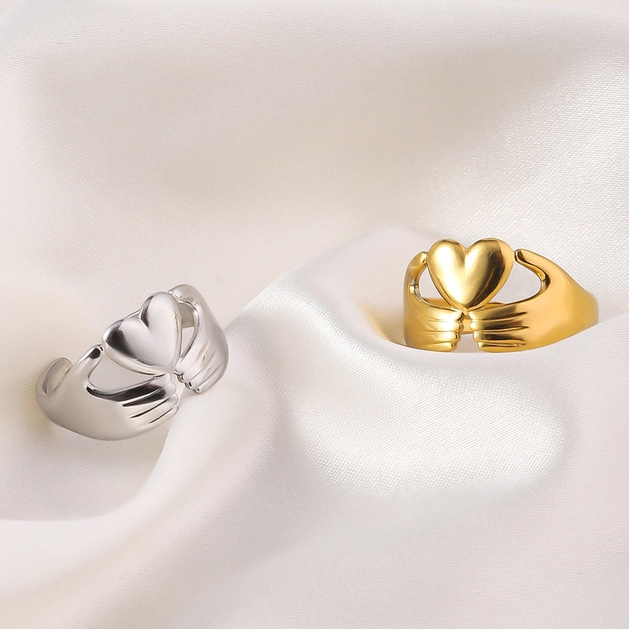 Jewelry Elegant Heart Shape Titanium Steel Open Rings