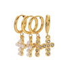 1 Pair Casual Modern Style Simple Style Cross Plating 304 Stainless Steel Imitation Pearl Rhinestones 18K Gold Plated Earrings