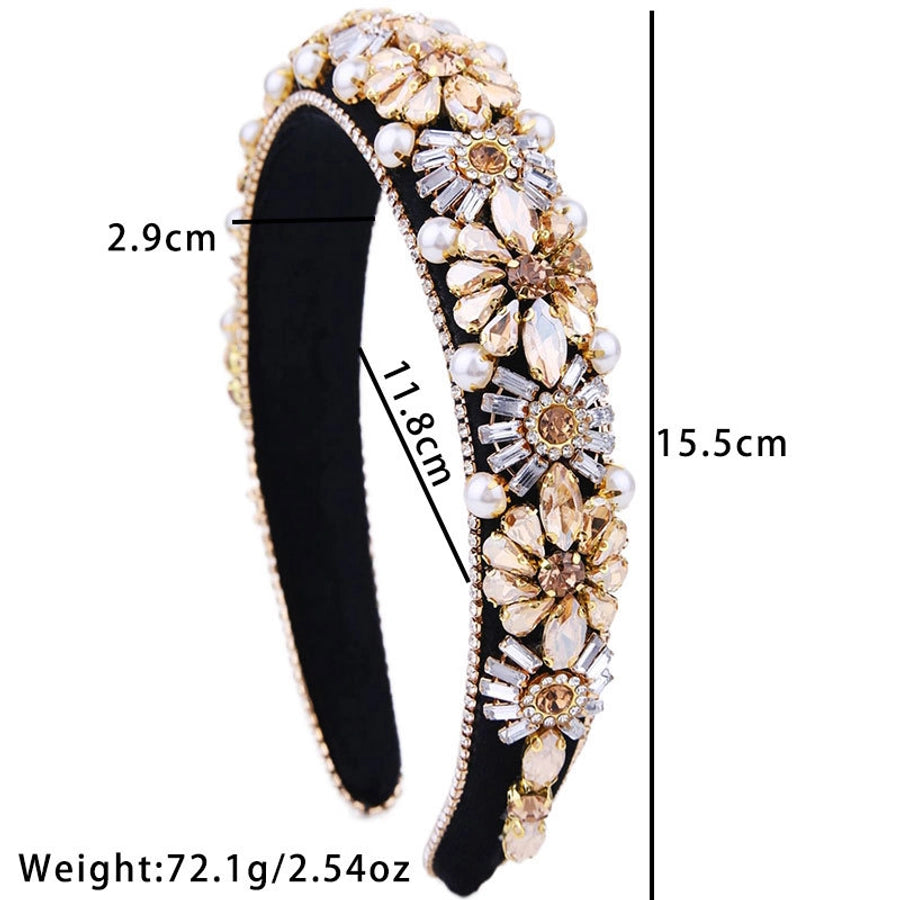 retro flower cloth inlay rhinestones hair band