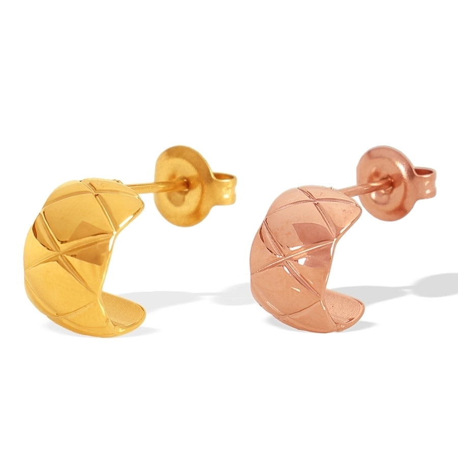 1 Pair IG Style Elegant Commute C Shape Argyle Polishing Plating 304 Stainless Steel 18K Gold Plated Ear Studs