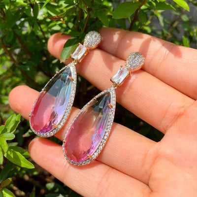 1 Pair Casual Vintage Style Classic Style Water Droplets Copper Zircon 14K Gold Plated Drop Earrings