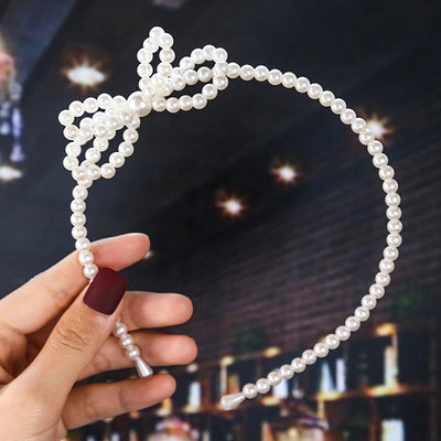 women's fashion waves alloy inlay artificial pearls headwear