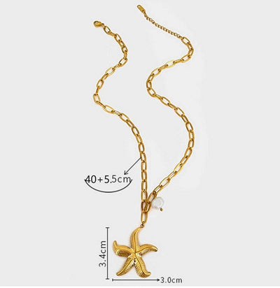 Jewelry Marine Style Classic Style Starfish 316L Stainless Steel  Plating Pendant Necklace