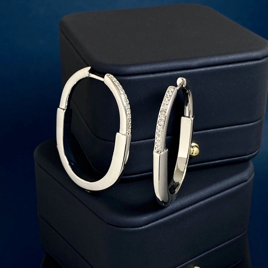 1 Pair Elegant U Shape Color Block Copper Hoop Earrings