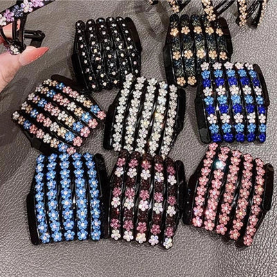 Women's Sweet Shiny Flower Arylic Inlay Rhinestones Pearl Hair Band