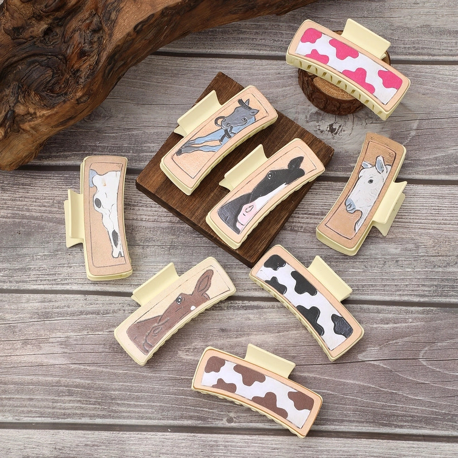 Women's Cute Cows Cow Pattern Pu Leather Hair Claws