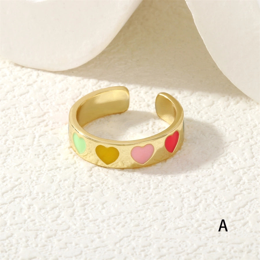 Jewelry Cute Pentagram Copper Enamel Open Rings