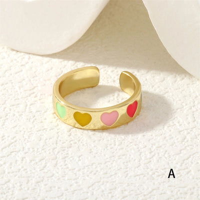 Jewelry Cute Pentagram Copper Enamel Open Rings