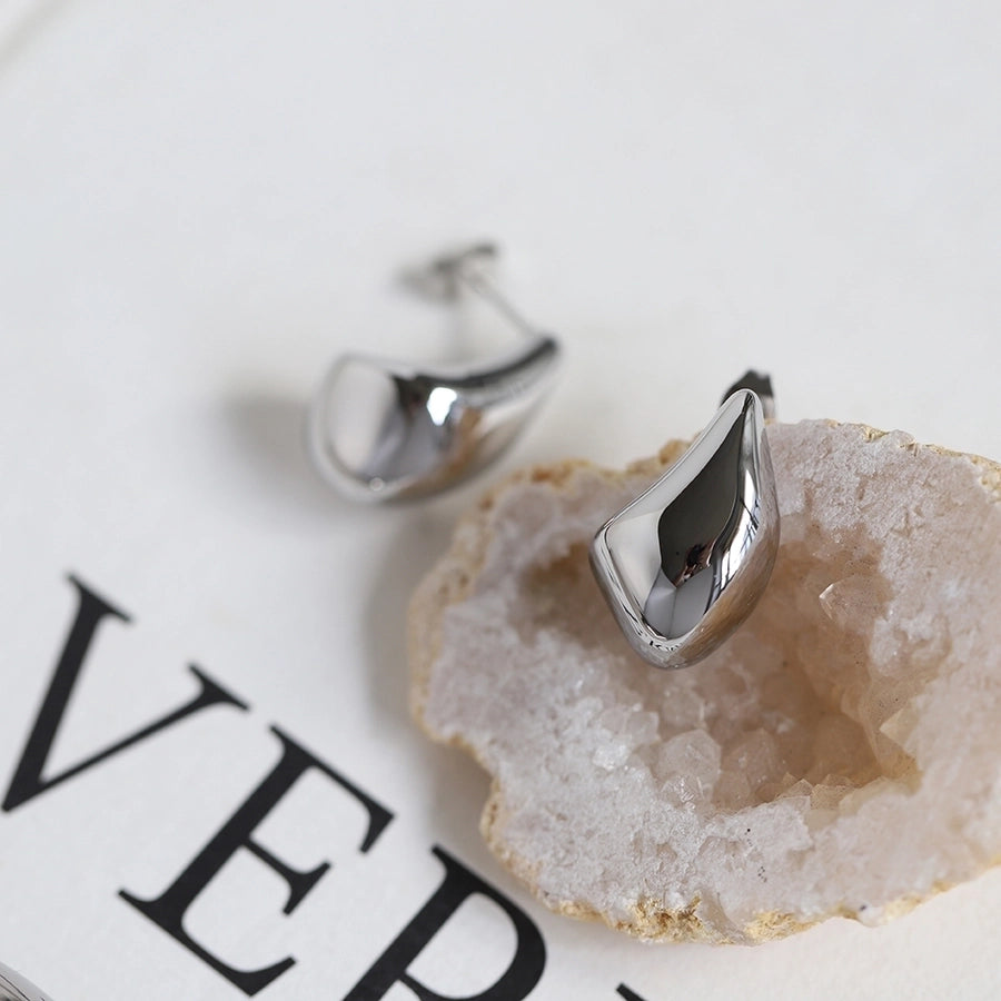 1 Pair Vintage Style British Style Water Droplets 304 Stainless Steel Ear Studs