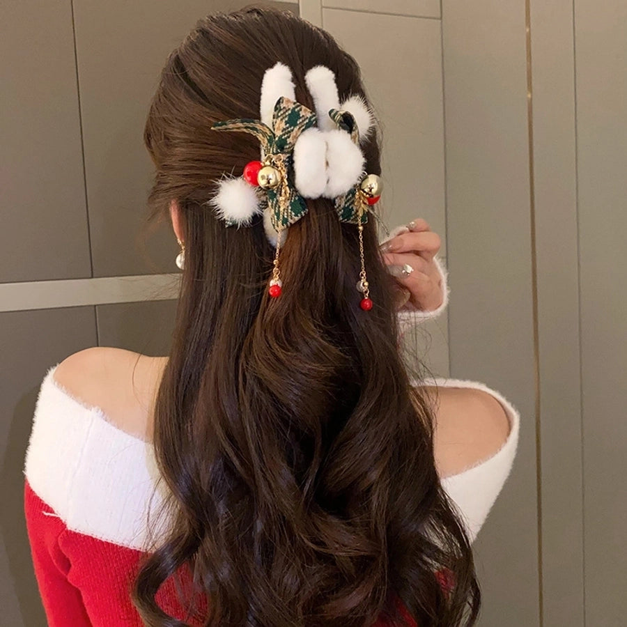 Christmas Casual Simple Style Streetwear Women's Bow Knot Arylic Alloy Hair Claws