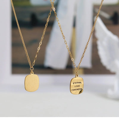 Jewelry Luxurious Romantic Geometric Square 304 Stainless Steel 18K Gold Plated Pendant Necklace