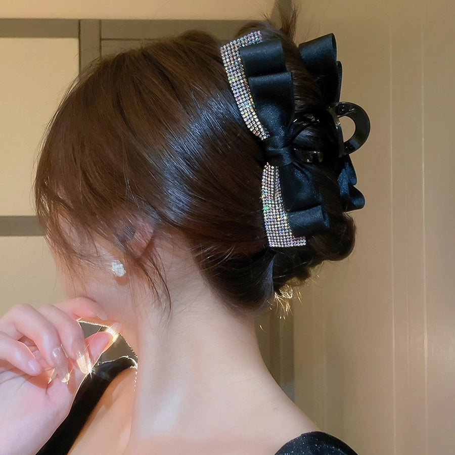 Women's Simple Style Classic Style Bow Knot Arylic Inlay Zircon Hair Claws