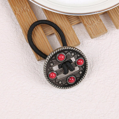 Women's Classical Ethnic Style Classic Style Cross Round Cattle Alloy Polyester Inlay Turquoise Hair Tie