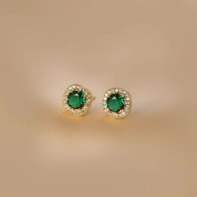 Ju Jingyi  Emerald Ear Stud Women's Advanced Design Sense Ear Clip Earrings  Sterling Silver Ear Accessories Anti-allergic Moisture