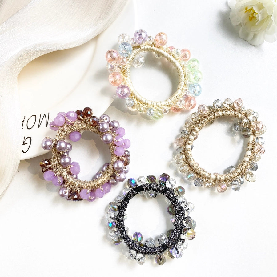 Women's Cute Preppy Style Sweet Crystal Plastic Beaded Artificial Crystal Pearl Hair Tie
