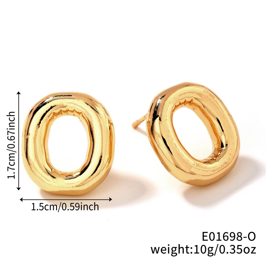 1 Pair Sweet Simple Style Shiny Letter Plating Copper K Gold Plated Ear Studs