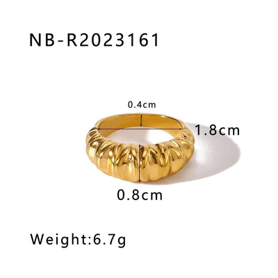 Jewelry Vintage Style Commute Geometric 304 Stainless Steel 18K Gold Plated Rings