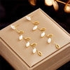 1 Pair Casual Simple Style Leaf Plating Titanium Steel Drop Earrings