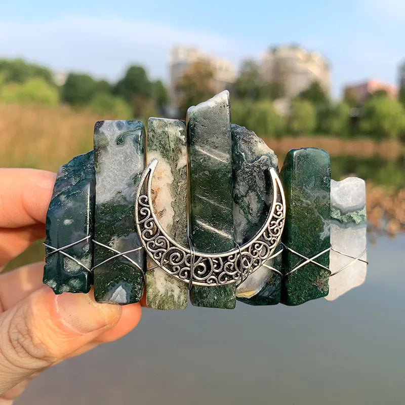 retro moon crystal plating hair clip 1 pair