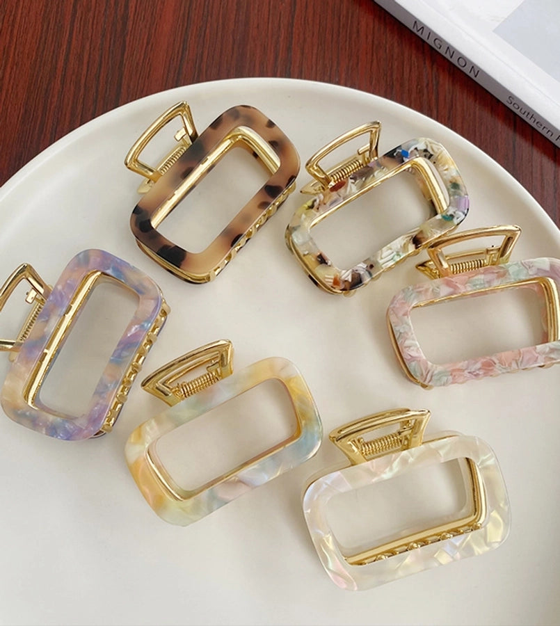 women's simple style solid color alloy plating hair claws