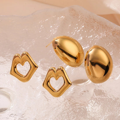 1 Pair Retro Simple Style Commute Geometric Oval Plating 304 Stainless Steel Ear Studs