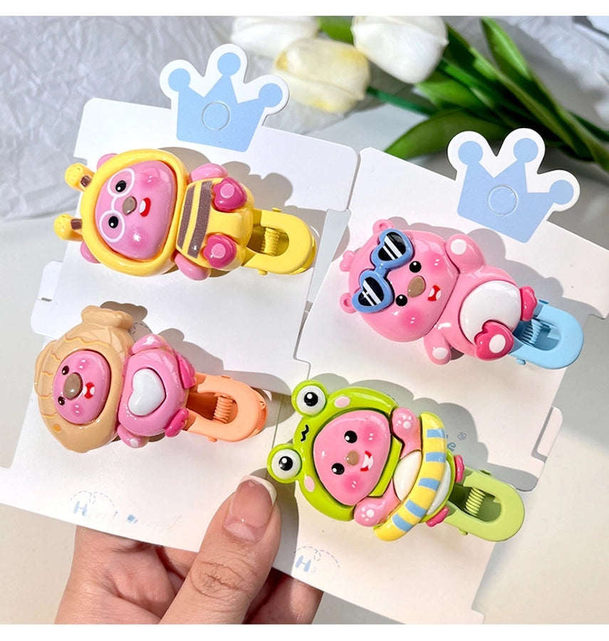 LOOPY Little Beaver Children's Hairpin Duckbill Clip Side Bangs Clip Broken Hairpin Little Girl's Headwear Ruby Hair Accessories