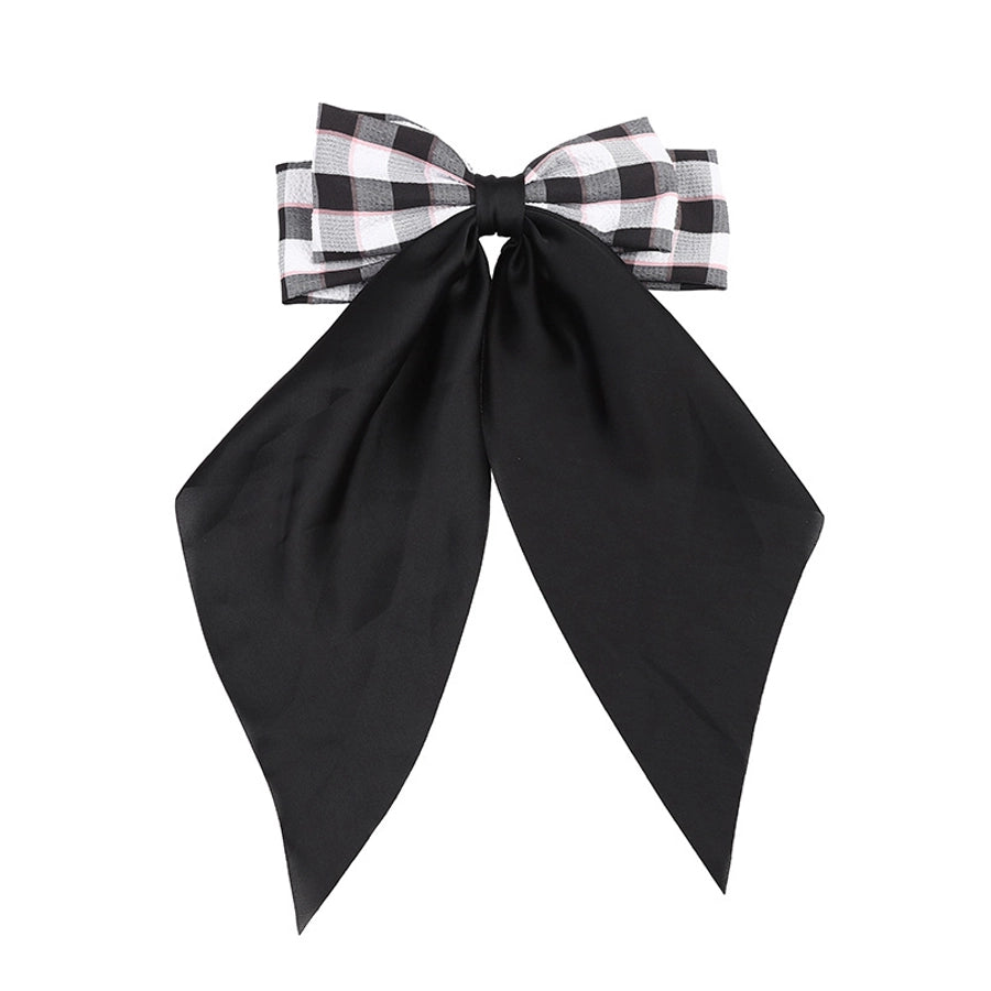 Sweet Plaid Bow Knot Cloth Hair Clip 1 Piece