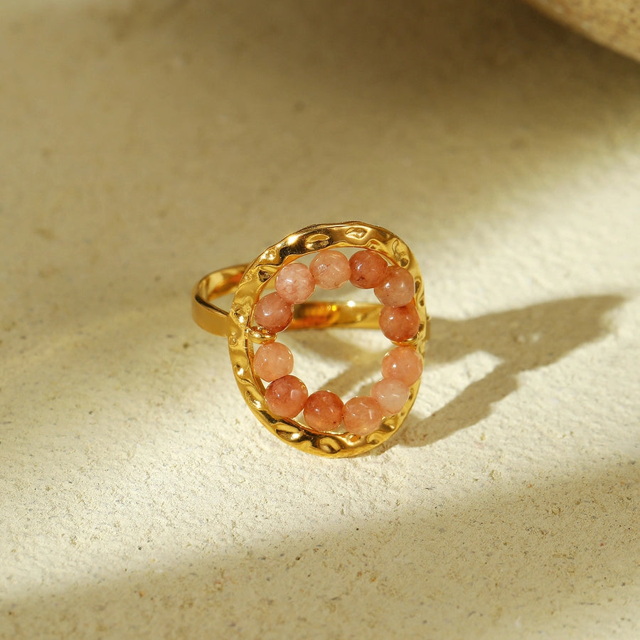 Jewelry Lady Geometric natural stone Titanium Steel Plating Rings