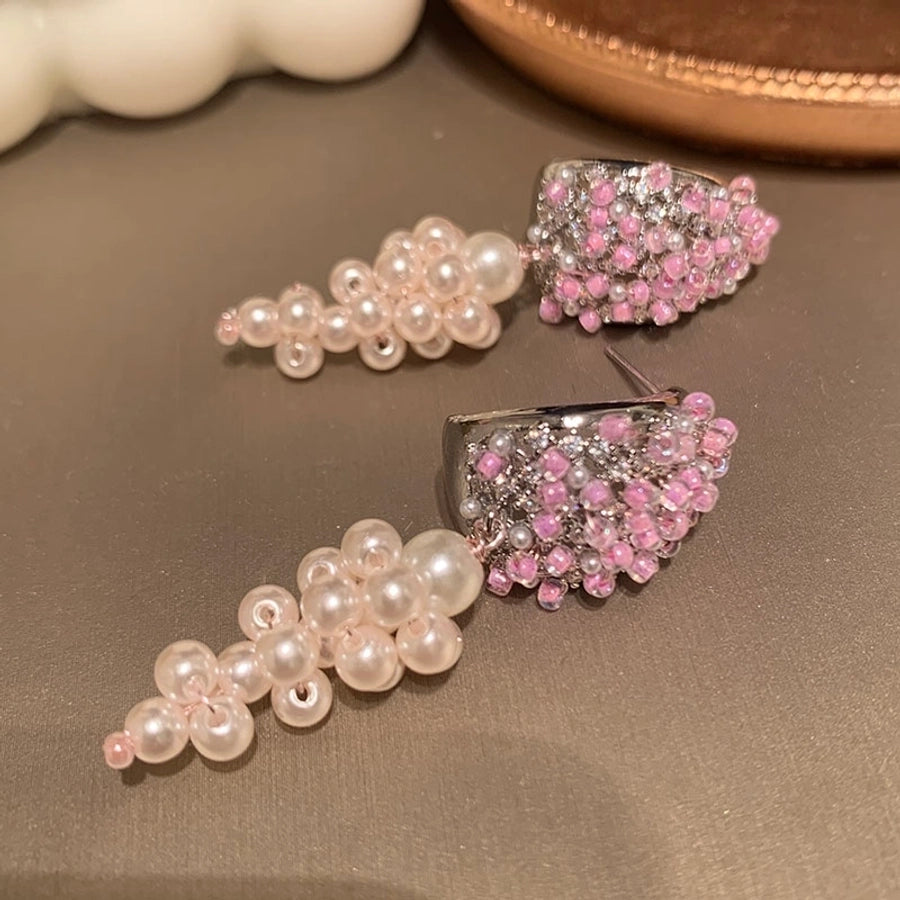 1 Pair Elegant Streetwear Geometric Plating Synthetics Metal Copper Zircon 14K Gold Plated Drop Earrings