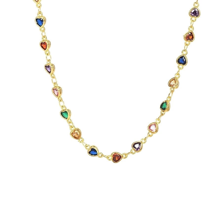 Jewelry IG Style Heart Shape Copper Zircon Inlay Bracelets Necklace