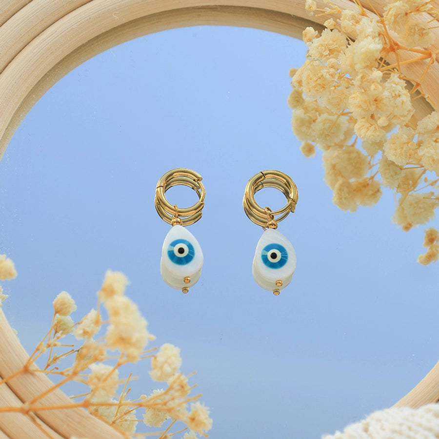 1 Pair Casual Funny Devil's Eye Plating 304 Stainless Steel 14K Gold Plated Drop Earrings