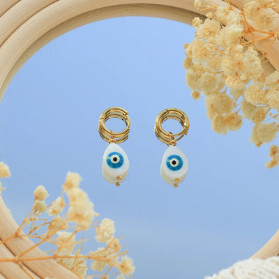 1 Pair Casual Funny Devil's Eye Plating 304 Stainless Steel 14K Gold Plated Drop Earrings