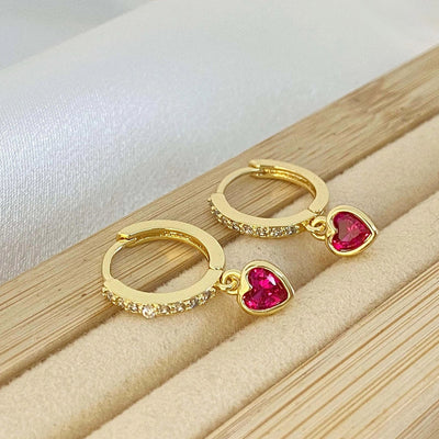 1 Pair Sweet Simple Style Heart Shape Plating Inlay Copper Zircon Zircon Drop Earrings