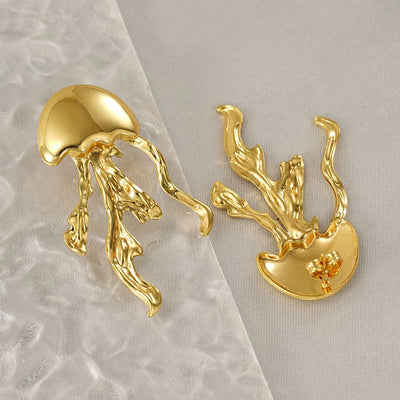1 Pair Marine Style Animal Jellyfish Polishing Titanium Steel Ear Studs