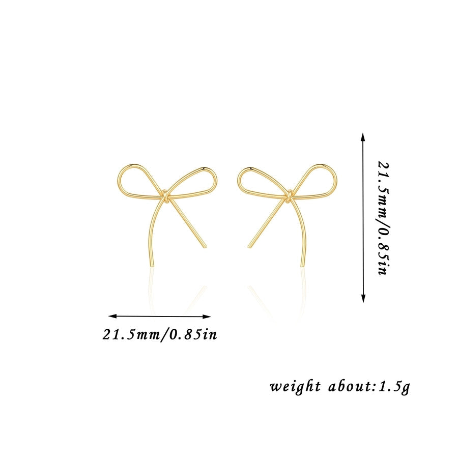 Women's bowknot earrings  lightweight  simple butterfly fashion elegant simple line ear studs earrings
