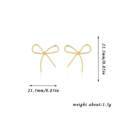 Women's bowknot earrings  lightweight  simple butterfly fashion elegant simple line ear studs earrings